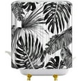 thumbnail image 2 of Black And White Leaf Shower Curtain Tropical Plant Palm Monstera Leaves Grey Silhouette Summer Hawaii Jungle Botanical Rainforest Herb Modern Minimalist Simple Art Fabric Bath Decor Curtain With Hook, 2 of 2