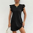 thumbnail image 4 of Leesechin Summer Dresses for Women Ladies Plus Size Elegant Dress Sweet & Cute V-Neck Mini Dress with Pocket Short Sleevele Ruffle Dress, 4 of 9
