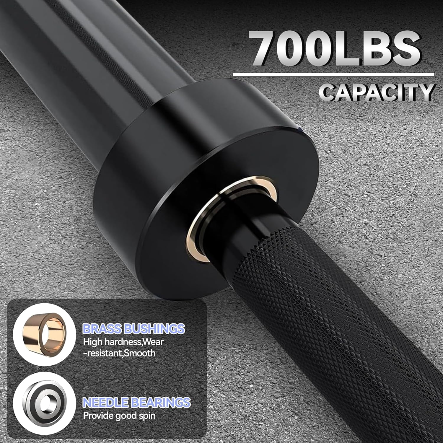 7FT Barbell, Weight Bar For Weightlifting and Powerlifting 45lb, Bar for 700lbs Capacity, Weight Bar Fit 2” Standard Weights