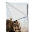 thumbnail image 2 of Donkey Soft Flannel Fleece Blanket, Greek Donkey up in the Mountains of Lesvos Island in Mediterranean Sea Digital Image, Cozy Plush for Indoor and Outdoor Use, 50" x 70", Multicolor, by Ambesonne, 2 of 5