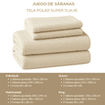 thumbnail image 2 of Juego de Sábanas Lisas de Tela Polar Térmica Súper Suave Confort y Calidez, 2 of 6