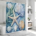 thumbnail image 6 of Beach Coastal Bathroom Shower Curtains with 12 Hooks Polyester Waterproof Shower Curtain for Stalls and Bathtubs Summer Starfish Nautical Shell Blue Decorative Bathroom Privacy Curtain 36x78 Inches, 6 of 8