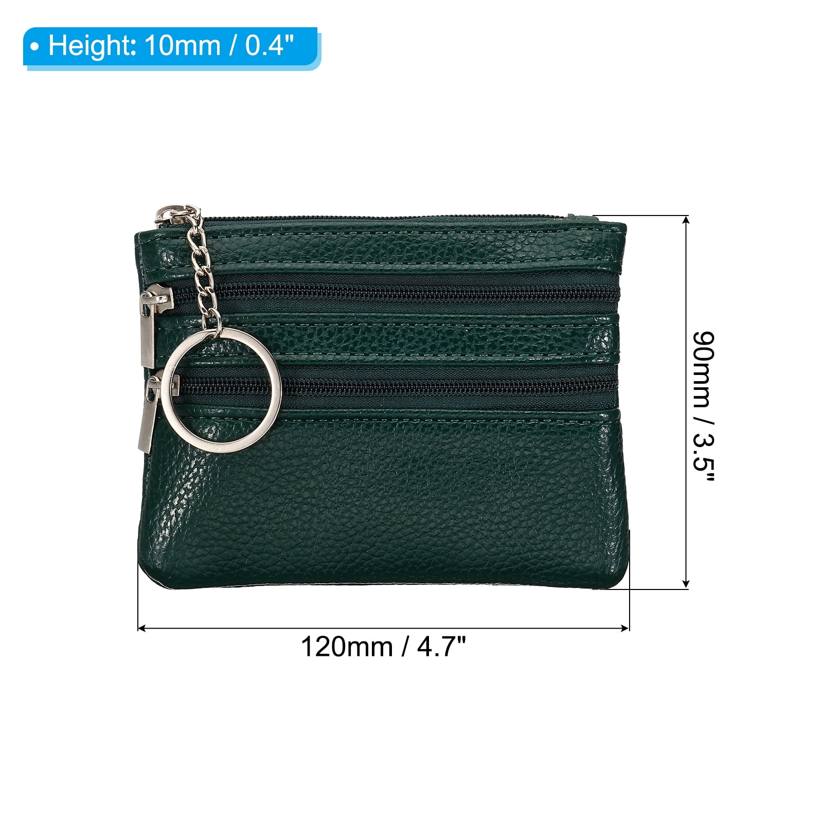 Unique Bargains Leather Change Purses Small Organizer Bags Green