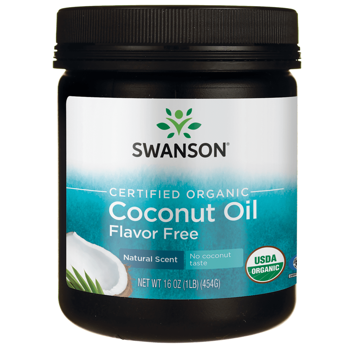 Swanson Certified Organic Flavor Free Coconut Oil 16 oz Solid Oil