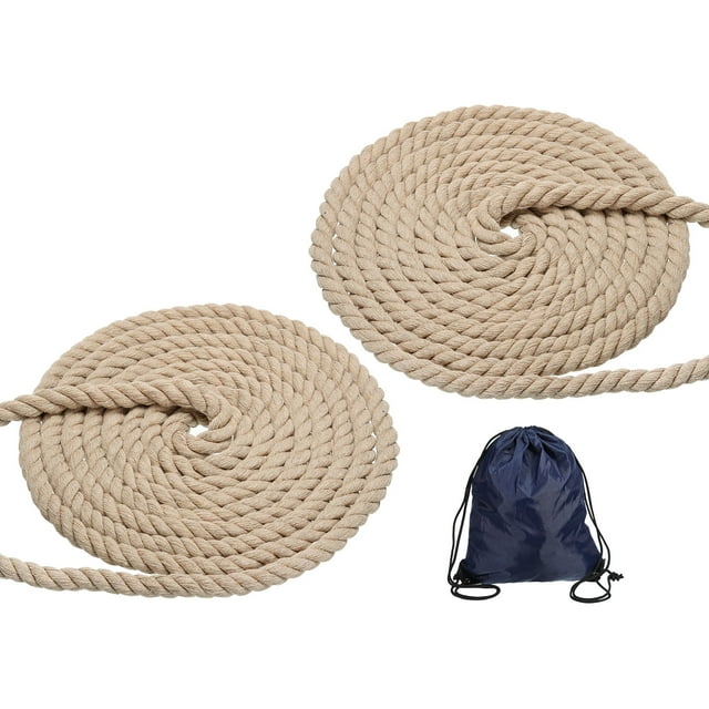 Unique Bargains 1/2'x16' Natural Twisted Cotton Rope 3 Strand Soft Craft Rope with Drawstring Bag Khaki 2 Pack