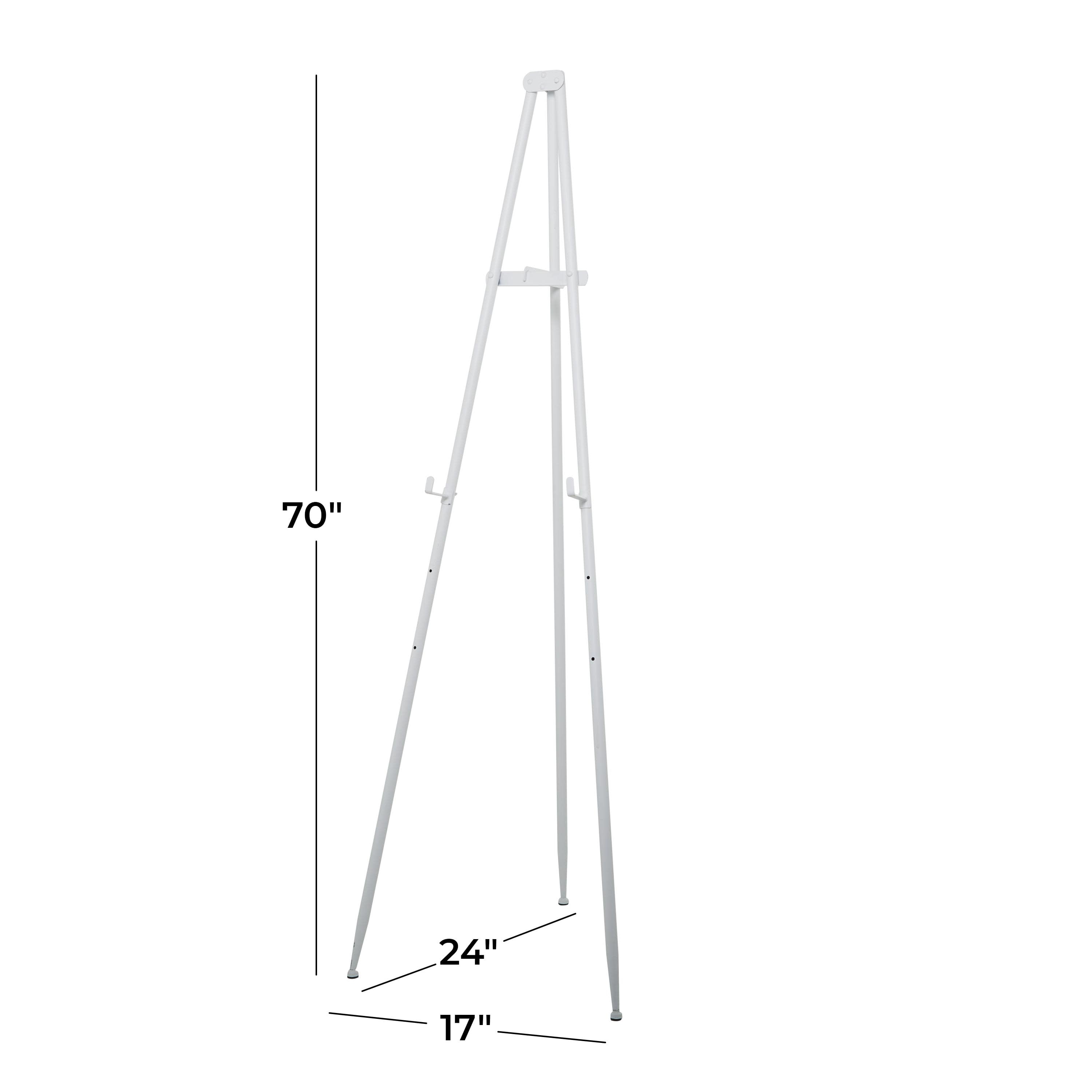 DecMode 24" x 70" White Metal Extra Large Adjustable 3 Tier Easel with Foldable Stand, 1-Piece