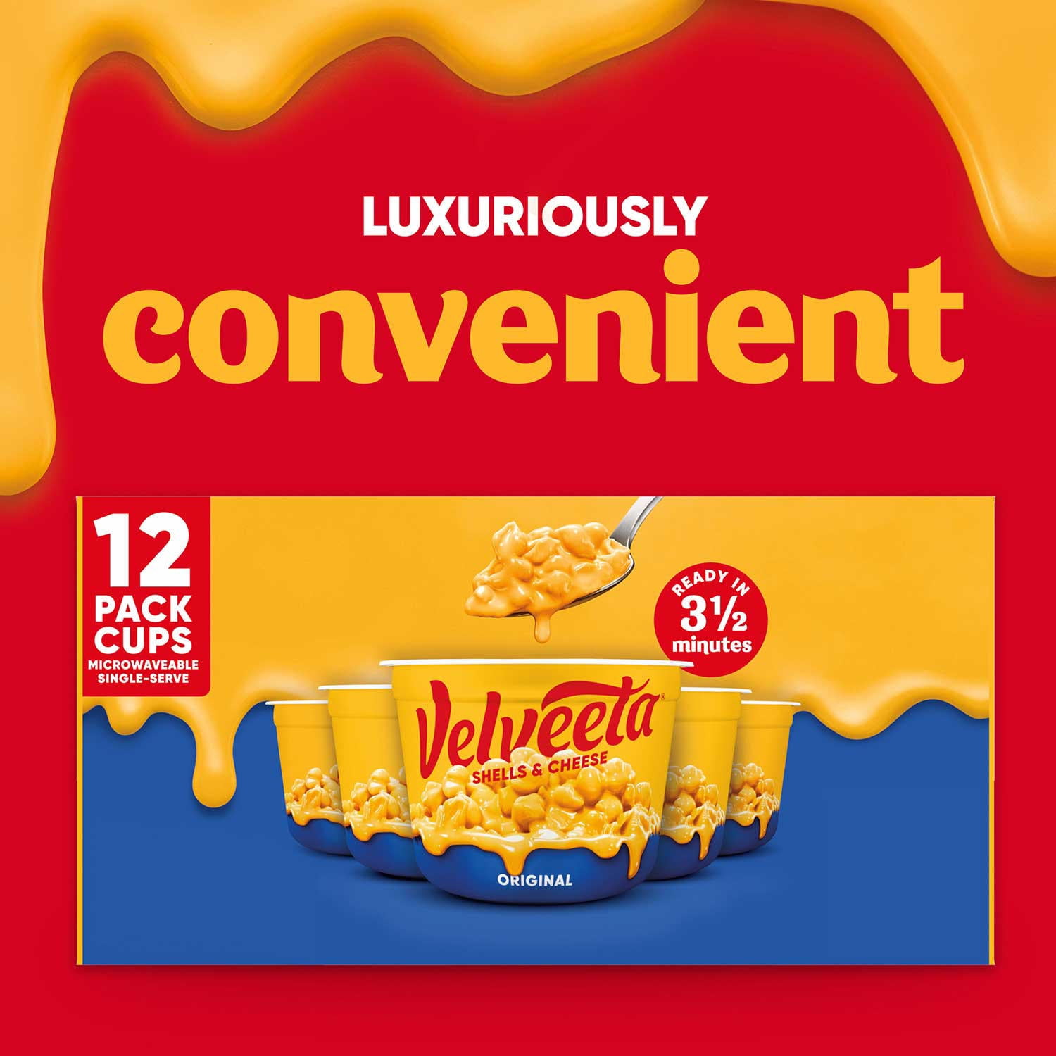 Velveeta Shells & Cheese Original Microwavable Shell Pasta & Cheese Sauce, 12 ct Pack, 2.39 oz Cups