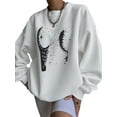 thumbnail image 2 of Women's Spring Autumn Loose Sweatshirt Long Sleeve Pattern Print Crewneck Pullover, 2 of 9