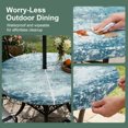 thumbnail image 3 of Round Outdoor Tablecloth with Umbrella Hole and Zipper, Shabby Teal Blue Fitted Table Cover with Elastic Edge for 31-35 Inch, Oil Painting Vintage Art Blue White Waterproof Patio Tablecoths, 3 of 9