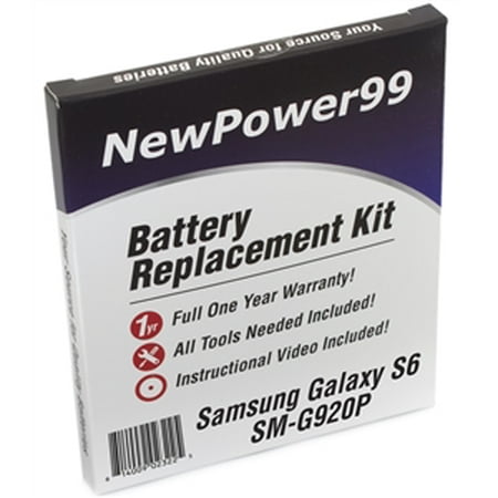 Samsung GALAXY S6 SM-G920P Battery Replacement Kit with Tools, Video Instructions, Extended Life Battery and Full One Year