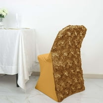 Efavormart Gold Satin Rosette Spandex Stretch Fitted Folding Chair Cover