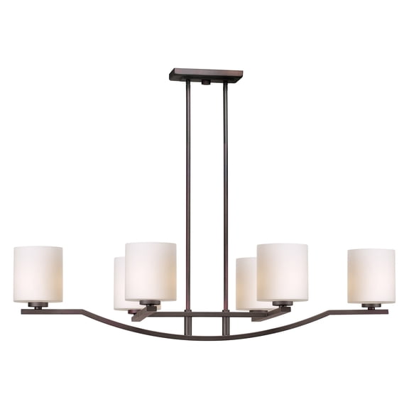 Page 6-Light Antique Bronze Oval Chandelier with Satin Opal Glass - Antique Bronze