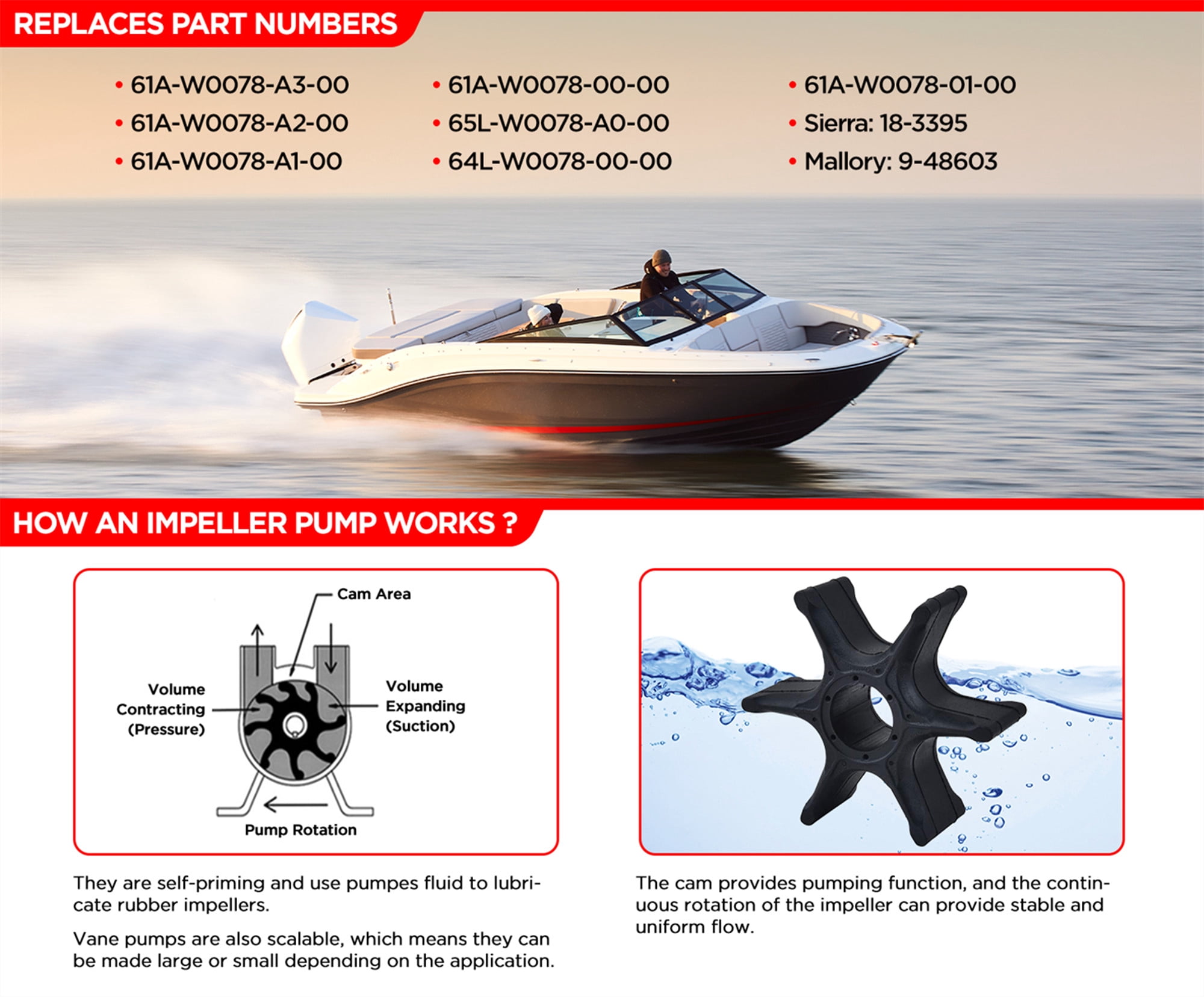Yamaha 61a W0078 Repair Kit MARKGOO 61A W0078 A3 00 Water Pump Impeller Repair Kit W/Housing Replacement For Yamaha Outboard V6 150 175 200 225 250 300 HP VMAX Boat Motor Engine