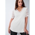 thumbnail image 2 of Jessica London Women's Plus Size Lace Trim V-Neck Top, 2 of 5