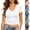 White, variant on Fancifize Plus Size Women V Neck Tshirts Short Sleeve Slim Cropped Basic Tops Casual Stretch Lightweight Tees