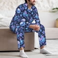thumbnail image 7 of Honeii Skull blue crystal flower Pattern Mens Pajamas Set,2pcs Men's Lounge Long Sleeve Sleep Shirt and Pajama Bottoms Sleepwear Set,Mens Pjs Sets-X-Large, 7 of 7