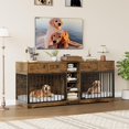 thumbnail image 4 of Ataucjin 82inch Large Dog Crate for 2 Dogs, Dog Kennel Indoor with 4 Drawers and Shelves, Double Dog Crate Furniture TV Stand, Wooden Dog Cage for Medium Large Dogs（ship in 2 boxes）, 4 of 7