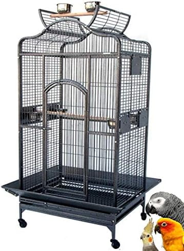 Chromatisch twee propeller Extra Large Elegant Wrought Iron Open Dome Top Perch Stand Bird Parrot  Finch Macaw Cockatoo Rolling Cage - Walmart.com