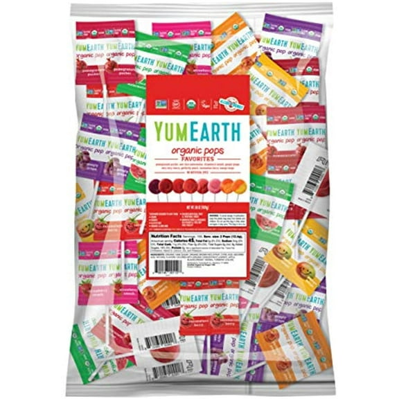 YumEarth Organic Pops Variety Pack, 300 Fruit Flavored Favorites Lollipops, Allergy Friendly, Gluten Free, Non-GMO, Vegan, No Artificial Flavors or Dyes