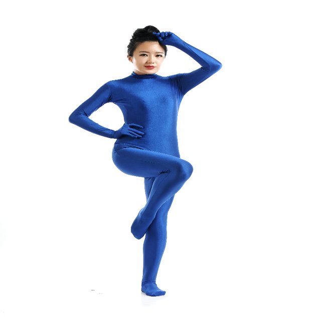 Spandex Traje Zentai de Cuerpo Completo Sin Capucha Cremallera Ropa de Baile Fiesta de Halloween Vestido Elegante - Azul, M Sunnimix Traje Zentai