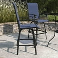 thumbnail image 3 of Merrick Lane Set of 2 High Back Bar Height Swivel Patio Stools with Powder Coated Metal Frames and Navy Textilene Upholstery, 3 of 15