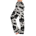 thumbnail image 2 of Kintue Lazy One Pajama Pants, Halloween Ghost Bat Print Pajama Pants for Women, Wide Leg Trousers, Soft Fall Loungewear, 2 of 7