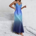 thumbnail image 5 of Women Satin Silk Cami Dress Summer Tie Dye V Neck Sleeveless Maxi Dresses Vacation Beach Side Split Sundress, 5 of 6