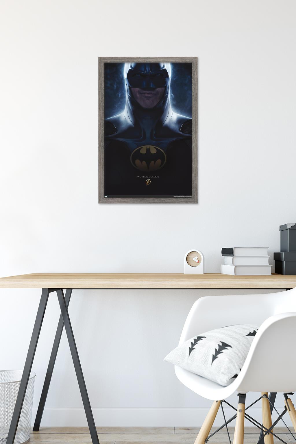 DC Comics Movie The Flash - Batman One Sheet Wall Poster, 14.725" x 22.375" Framed