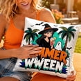 thumbnail image 5 of Halloween Home Decor, Summerween Decor, Halloween Throw Pillow, Pillow Cover, 18X18 Inch Woven Linen Pillow Protector with Witch, Jack O Lantern, Surfboard and Pineapple Print for, 5 of 7