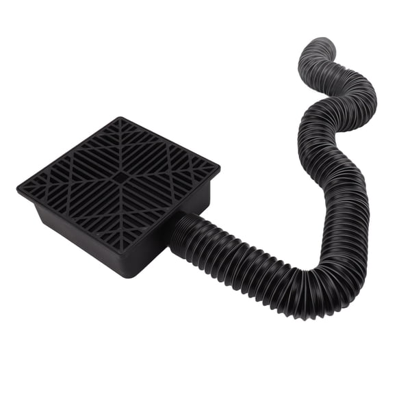 Gutter Downspout Extension, Black Catch Basin Downspout Extension Frost Resistant Dual Drain Holes  for Outdoor