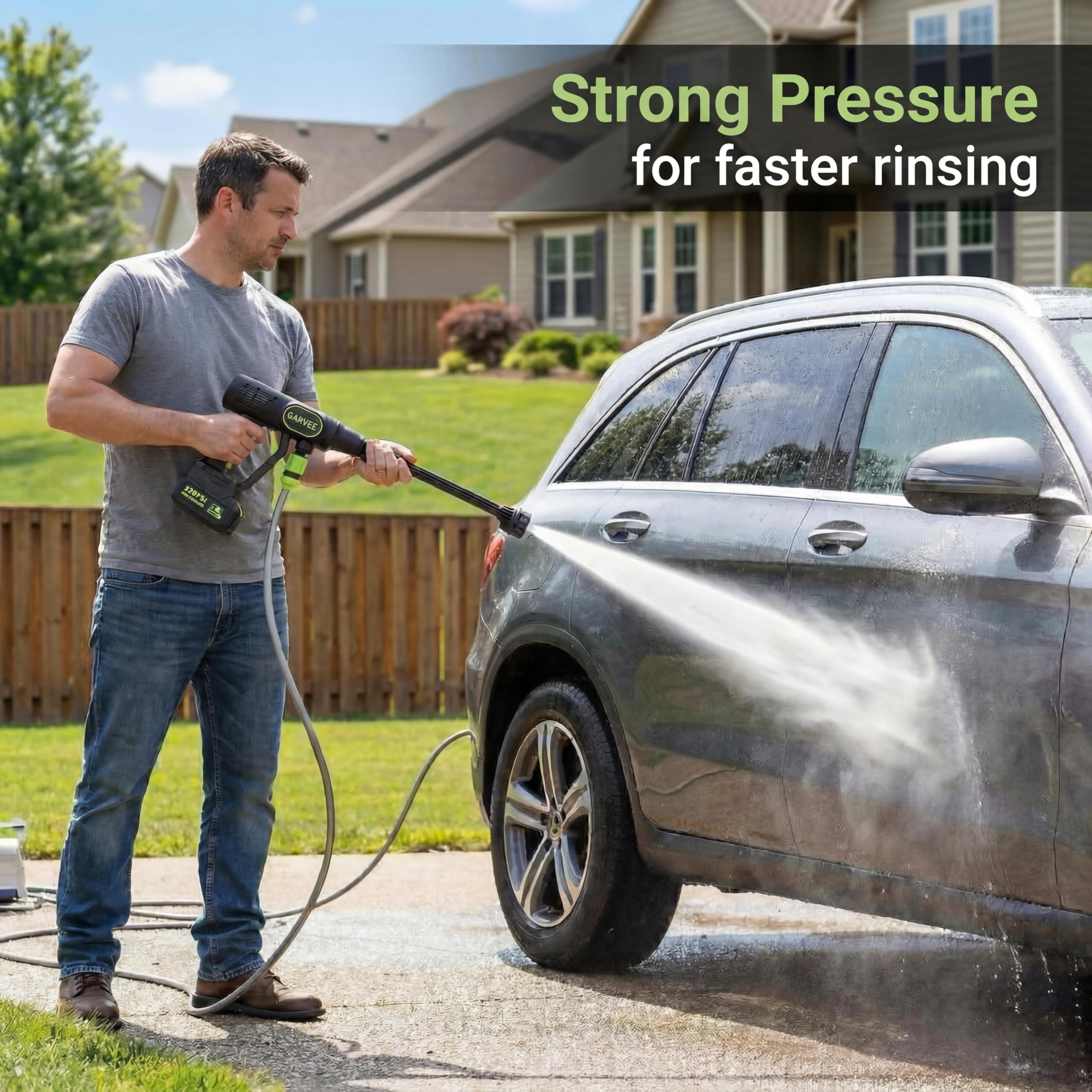 20V Cordless Portable Pressure Washer, Brushless Power Cleaner with 6-in-1 Nozzle & Foam Cannon, 26ft Hose, Rechargeable Battery and Charger, Portable Washer for Car, House, and Patio Cleaning