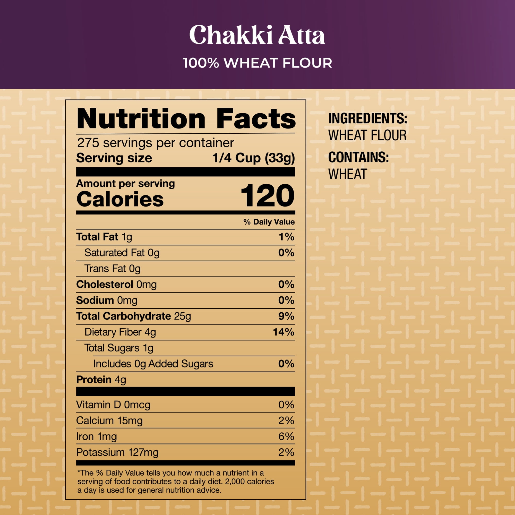 Royal Chakki Atta - 100% Wheat Flour, 20lb Bag
