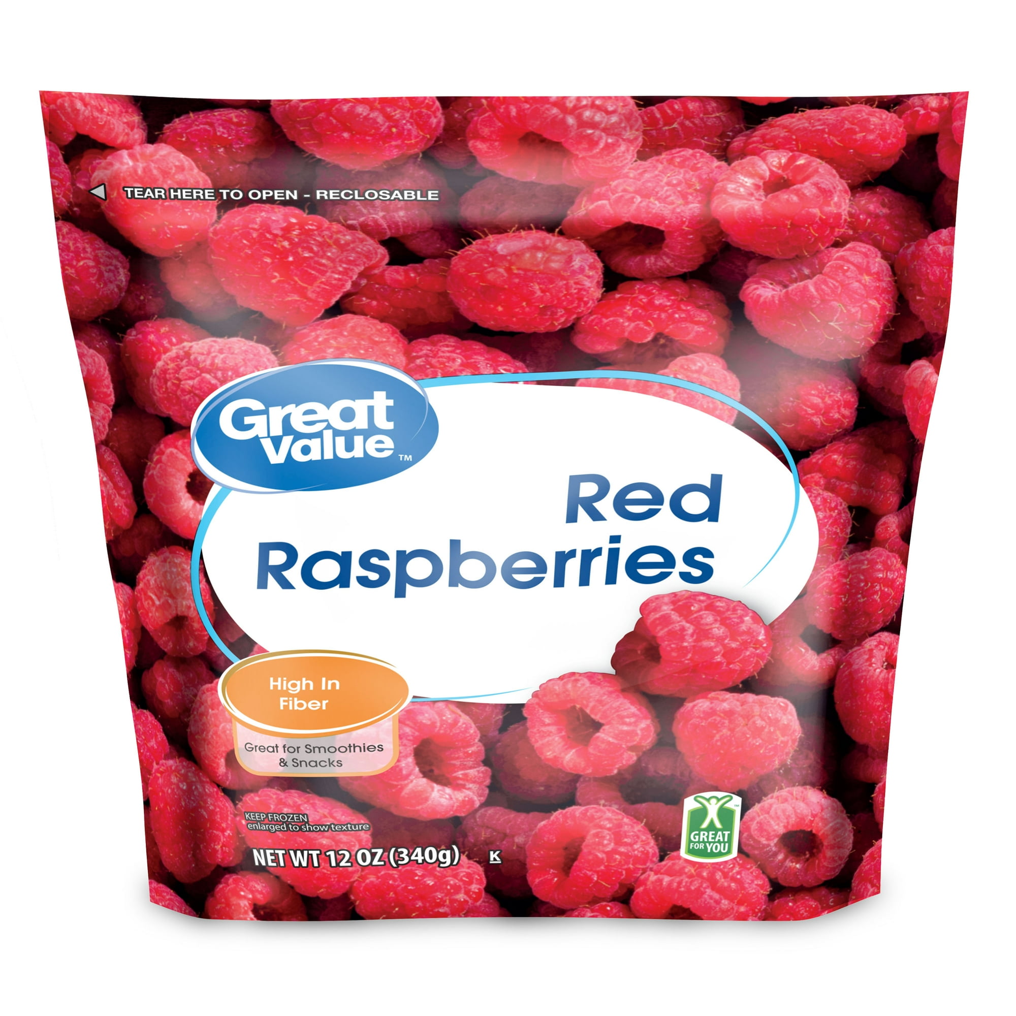 Great Value Whole Red Raspberries, 12 oz (Frozen)