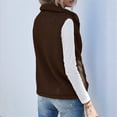 thumbnail image 4 of Chaleco de Felpa Cálido Sin Mangas con Cuello Alto para Mujer, con Cremallera, para Otoño e Invierno, con Bolsillos Marrón Oscuro M, 4 of 7