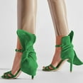 thumbnail image 5 of FSJ Women Open Toe Crisscross Strap Bowknot Sandals Thin Buckled Ankle Strap Stiletto High Heels Elegant Prom Party Shoes Size 15 Green, 5 of 5