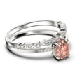 thumbnail image 2 of Beautiful Unique Art Deco 2.00 Carat Oval Cut Morganite And Diamond Moissanite Engagement Ring, Classic Wedding Ring, One Matching Band in 10k Solid White Gold, Gift For Her, Promise Ring, Bridal Set, 2 of 3