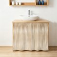 thumbnail image 4 of Orange Brown Small Cabinet Curtains 10"W x 11"L, Modern Abstract Art Ombre Striped Sink Skirt Dust-Proof Short Curtain for Bathroom Vanity Storage Cubby Desk, Self Adhesive Privacy Drapes, 4 of 9