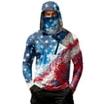 thumbnail image 2 of Mens UPF 50+ Sun Protection Hoodie Fishing Shirt Long Sleeve SPF US Flag Print Quick Dry Hooded Sun Shirts, 2 of 4