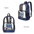 thumbnail image 2 of ZIATUBLES 17 Inch Clear Backpack, Heavy Duty Cassette Tape Music Print Fabric & PVC Transparent Bag with Front Pockets & Side Mesh, Large Capacity See Through Bookbag for School Work Travel, 2 of 7