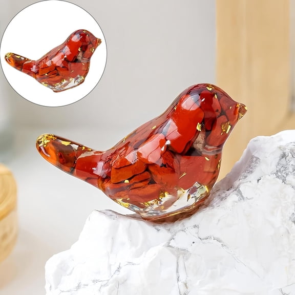 XJGHHSY Crystal Bird Figurines Collectible Miniature Resin Decorative Gravel Birds Art Crystal Animals Figurines for office Desktop Home Decor Paperweight,Red