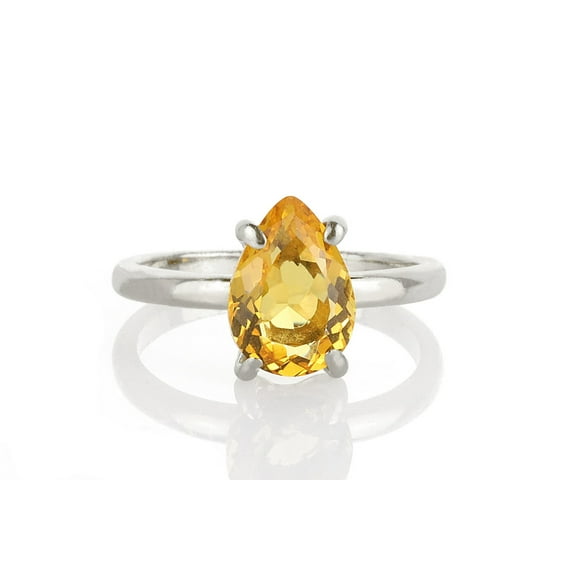 Citrine rings Pear cut gemstone rings engagement rings 925 sterling silver ring gift for mom