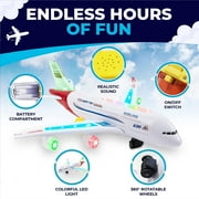 Toysery Airplane Toys for Kids, Bump and Go Action, Toddler Toy Plane with LED Flashing Lights and Sounds for Boys & Girls 3 -12 Years Old (Airbus A380)