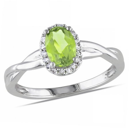 Tangelo 7/8 Carat T.G.W. Peridot and Diamond-Accent 10kt White Gold Halo Infinity Ring