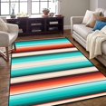 thumbnail image 1 of Turquoise Orange Large Area Rugs, Mexican Stripes Runner Rugs, Non-Slip Floor Throw Mat, Rectangle Carpet for Living Room, Bedroom, Hallway Front Entrance, Kitchen, Dining, 5' x 7', 1 of 7