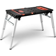CINAK 7-in-1 Portable Workbench, Multifunctional Folding Work Table Scaffold/Dolly/Platform with 4 Wheels for Garage