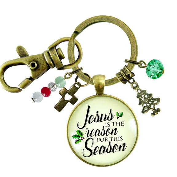 Christmas Keychain Jesus is Reason for the Season Holiday Inspired Gift Jewelry