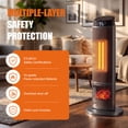 thumbnail image 3 of SHOUFTW 1500W Space Heater, 23" Electric Heater with Remote and Thermostat, 12H Timer, 4 Modes & 70°Oscillation, Overheat & Tip-Over Protection for Indoor, Black, 3 of 10