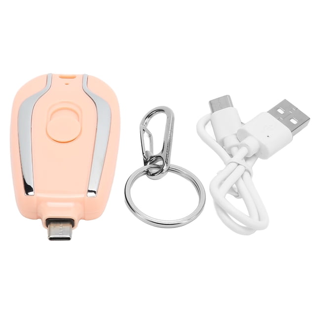 Cargador portátil ZHCH con llavero de carga rápida 1500 mAh para Android minibatería de emergencia USB C color rosa