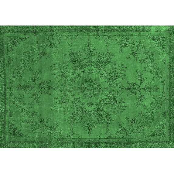 Ahgly Company Indoor Rectangle Oriental Emerald Green Industrial Area Rugs, 4' x 6'