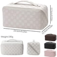 thumbnail image 2 of Makeup Bag, Pu Leather Waterproof Make Up Bag with Handle and Divider Fashionable Makeup Organiser Bag Portable Travel Makeup Bag (White), 2 of 5